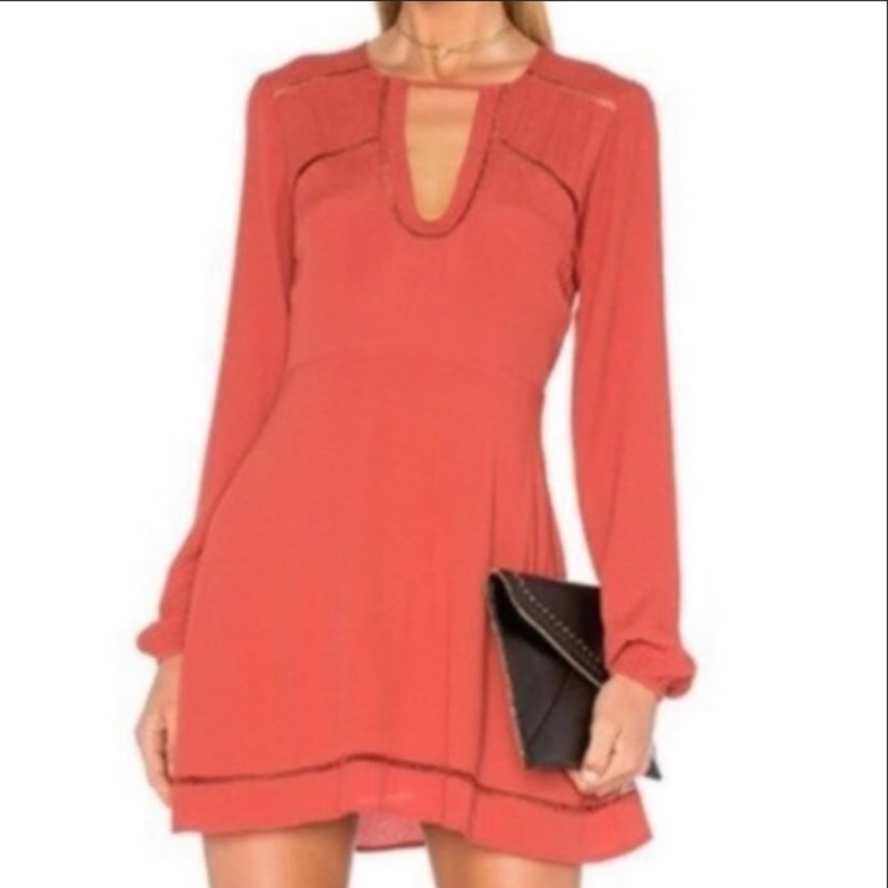 Lovers+Friends Orange Long Sleeve Mini Dress Size Small